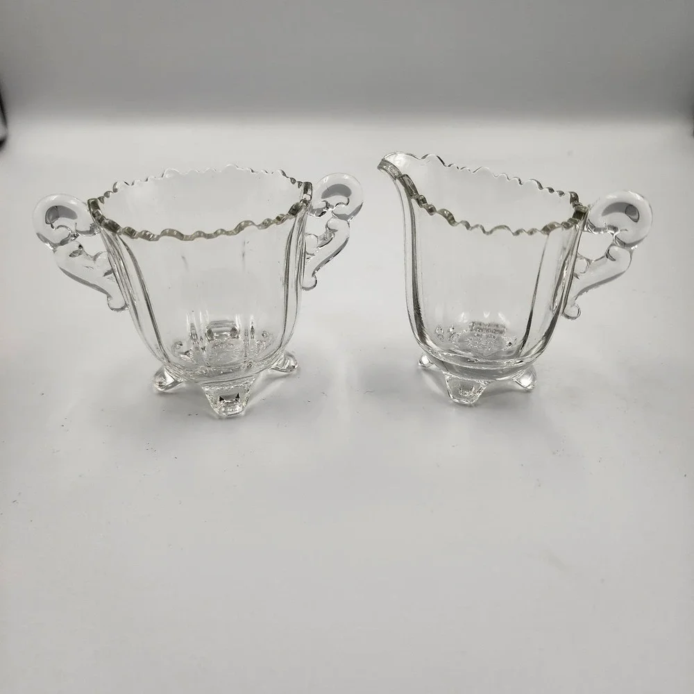 Cambridge Glass Martha Clear‎ Sugar And Milk Creamer Pitcher 1950's